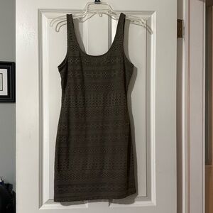 Garage olive green stretch Crochet Mini Dress women’s Med
